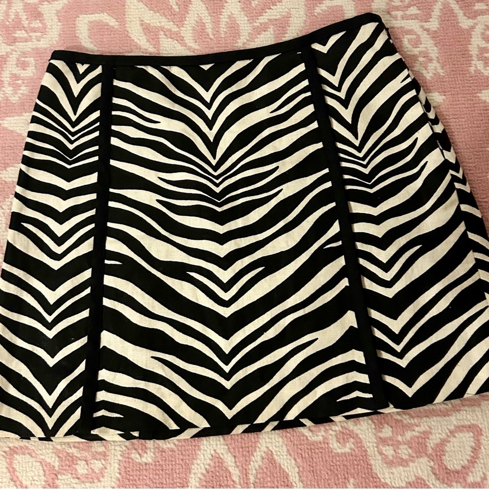 J. Crew Black and Cream Zebra Skirt